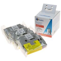 3x G&G Ταινία εκτύπωσης 12mm x 8m μαύρο- λευκό Συμβατό με Brother TZe-231