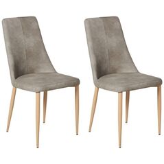 Beliani Lumarko Σετ με 2 καρέκλες τραπεζαρίας, οικολογικό δέρμα ανοιχτό γκρι CLAYTON! 11756460 4251682283786