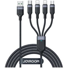 Καλώδιο USB JOYROOM USB-A - 2x USB-C + Lightning + microUSB 1.2 m Μαύρο (JYR777)