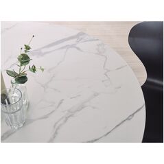 Beliani Stół do jadalni okrągły ⌀ 120 cm efekt marmuru biało-czarny ODEON