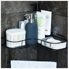 Aptel Γωνιακό Ράφι Μπάνιου για καλλυντικά κρεμαστό στον τοίχο 36x12x6cm μαύρο AG980