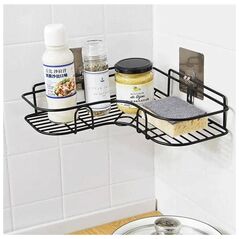 Aptel Γωνιακό Ράφι Μπάνιου για καλλυντικά κρεμαστό στον τοίχο 36x12x6cm μαύρο AG980