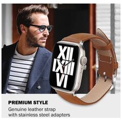 Crong Crong Noble Band - Λουράκι από φυσικό δέρμα για Apple Watch 42/44/45/49 mm (Mokka)