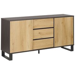 Μπουφές Beliani ανοιχτό ξύλο με μαύρο ELDA