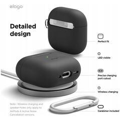 Elago Elago AirPods 4 Hang Silicone Case - θήκη με καραμπίνερ για AirPods 4 μαύρο - Εγγύηση ασφάλειας. Απλές δόσεις. Δωρεάν αποστολή από 170 zł.
