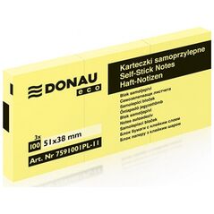 Donau Σημειωματάρια Donau Eco 38x51mm κίτρινα (3x100)