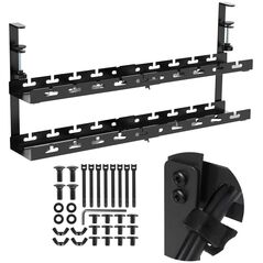 Οργανωτής καλωδίων κάτω από το γραφείο Maclean, μέγιστο φορτίο 5kg, μέγιστο 728mm, 2 επίπεδα, μαύρο, MC-102 B