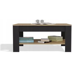 Τραπέζι Καφέ OHIO ΔΡΥΣ ARTISAN ΜΑΥΡΟ Τραπεζάκι Ράφια Για Σαλόνι 93x58x43,5 εκ.