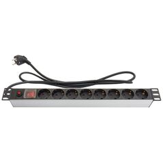 Καλώδιο τροφοδοσίας Alcasa Alcasa GC-N0087 διακλαδωτής 1,8 m 8 x πρίζα δικτύου Εσωτερική Μαύρο, Ασημί