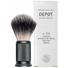 Depot, Αξεσουάρ No. 734 Vintage, Τεχνητή Ίνα, Πινέλο Ξυρίσματος Προσώπου, Ανθρακί Μέταλλο Για Άνδρες
