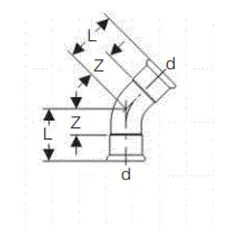 Geberit Γωνία 45° C-STAHL 35mm (23606)