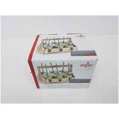 Ξύλινο κουτί για βάζα ποτών + 6 x βάζο με καλαμάκι, Zeller