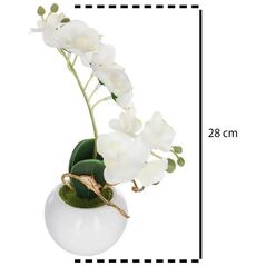 ATMOSPHERA Λευκή τεχνητή ορχιδέα σε γλάστρα, 25 cm