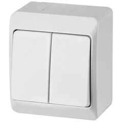 Elektro-Plast Διακόπτης επιφανειακής τοποθέτησης ŁNT Hermes διπλός λευκός (0332-02)