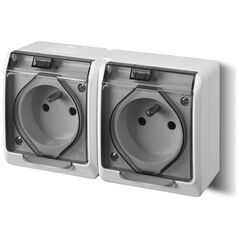 Elektro-Plast Επιτοίχια πρίζα GNT Hermes 2x2P + Z λευκή με καπνιστό κάλυμμα (0322-01)