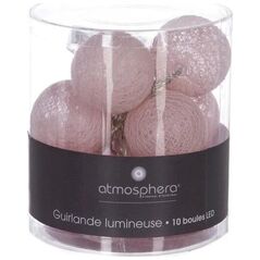 Γιρλάντα φωτιστική Atmosphera, φωτεινές LED μπάλες, λαμπάκια, 10 τεμ, ανοιχτό ροζ