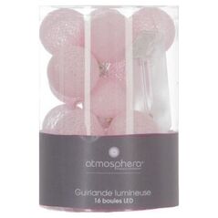 Γιρλάντα LED cotton balls Atmosphera, 16 λαμπάκια, 240 cm, χρώμα ροζ