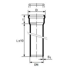 Σωλήνας με καμπάνα εσωτερικής αποχέτευσης Magnaplast HTEM 32mm λευκός 0,5m (408416)