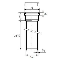 Σωλήνας εσωτερικής αποχέτευσης Magnaplast με καμπάνα 110mm 1m (10440)