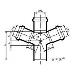Σταυρός 67° εσωτερικής αποχέτευσης HTED 110mm (11440) Magnaplast
