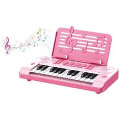 Ηλεκτρονικό Πιανάκι Εκπαιδευτικό 24K Βάση Για Νότες Ροζ