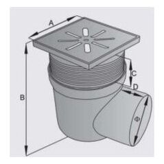 Κανάλι αποχέτευσης Capricorn 150 x 150mm με πλευρική αποχέτευση fi 110 (9-2600-110-47-01-04)