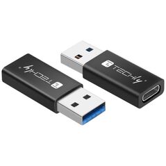 Προσαρμογέας USB Techly TECHLY Προσαρμογέας USB-A M σε USB-C F USB 3.0 μαύρο