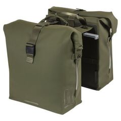Basil Διπλή τσάντα BASIL SOHO DOUBLE PANNIER BAG NORDLICHT MIK, MIK System (έτοιμο για χρήση) 41L, 100% αδιάβροχη moss green φωτισμός Nordlicht Technology