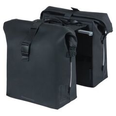 Basil Διπλή τσάντα BASIL SOHO DOUBLE PANNIER BAG NORDLICHT MIK, MIK System (έτοιμο για χρήση) 41L 100% αδιάβροχη night black φωτισμός Nordlicht Technology