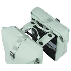 Basil Διπλή τσάντα BASIL SOHO DOUBLE PANNIER BAG NORDLICHT MIK, MIK System (έτοιμο προς χρήση) 41L 100% αδιάβροχη παστέλ πράσινο φωτισμός Nordlicht Technolog