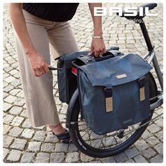 Basil Διπλή τσάντα για σχάρα BASIL ELEGANCE DOUBLE PANNIER BAG MIK 40-49L, MIK System (έτοιμο για χρήση) αδιάβροχη chateau taupe (NEW 2024)