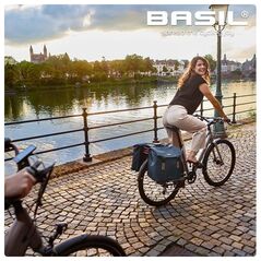 Basil Διπλή τσάντα για σχάρα BASIL ELEGANCE DOUBLE PANNIER BAG MIK 40-49L, MIK System (έτοιμο για χρήση) αδιάβροχη chateau taupe (NEW 2024)