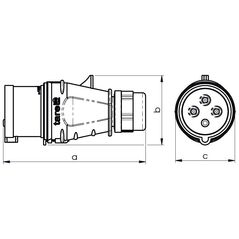 Tarel Φορητό μονωτικό βύσμα 3P+Z βιδωτοί σφιγκτήρες 16A 400V 4P IP44 (104)
