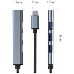 Προσαρμογέας QOLTEC HUB USB-C 3.1 4 σε 1 | USB 3.0 | 3x USB 2.0