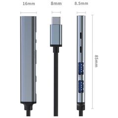 HUB USB Qoltec HUB adapter USB-C 3.1 5w1 | USB-C PD | USB-C | 2x USB 2.0 | USB 3.0