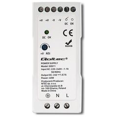 QOLTEC Τροφοδοτικό για ράγα DIN | 40W | 24V | 1.67A | Λευκό | Slim