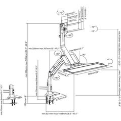 InLine InLine® Workstation desk mount with lift and USB 3.0, movable, for keyboard, mouse and monitor up to 81cm (32"), max. 9kg