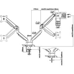 InLine InLine® Επιτραπέζια βάση με ανυψωτήρα και USB 3.0, κινητή, για δύο οθόνες έως 81cm (32") μέγιστο 9kg