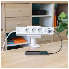 InLine InLine® Table clamp for socket strip, rotatable, spring clamp, white