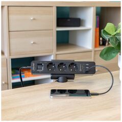 InLine InLine® Σφιγκτήρας τραπεζιού για πολύπριζο, περιστρεφόμενος, σφιγκτήρας βίδας, μαύρος