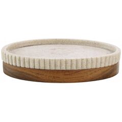 Douceur d`Interieur Ριγέ σαπουνοθήκη με βάση από ξύλο ακακίας NIAGARA