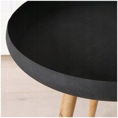 Boltze Τραπεζάκια καφέ loft με μαύρη επιφάνεια και πόδια από ξύλο μάνγκο MASDOUR, 3 τεμάχια