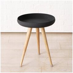 Boltze Τραπεζάκια καφέ loft με μαύρη επιφάνεια και πόδια από ξύλο μάνγκο MASDOUR, 3 τεμάχια