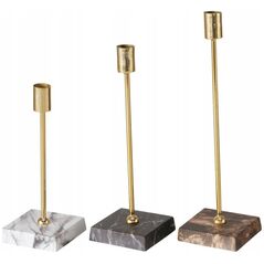 Boltze Σετ κηροπήγια για ένα κερί LAGRO, βάση από σκυρόδεμα που μιμείται το μάρμαρο