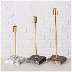 Boltze Σετ κηροπήγια για ένα κερί LAGRO, βάση από σκυρόδεμα που μιμείται το μάρμαρο