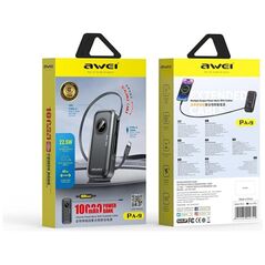 AWEI PowerBank PA-9 10000mAh 22.5W με αποσπώμενο καλώδιο μαύρο/black