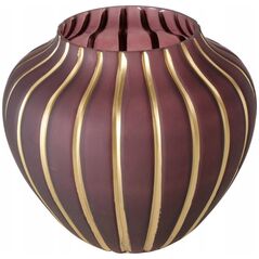 Boltze Γυάλινο βάζο KEANA, χρυσές γραμμές σε μπορντό γυαλί