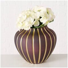 Boltze Γυάλινο βάζο KEANA, χρυσές γραμμές σε μπορντό γυαλί