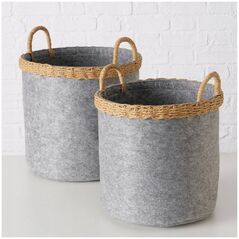 Boltze Καλάθια αποθήκευσης NILO, τσόχινα, στρογγυλά, 2 τεμάχια