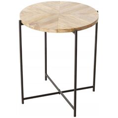 Boltze Τραπεζάκι καφέ με επιφάνεια από ξύλο μάνγκο MANDI, Ø 46 cm